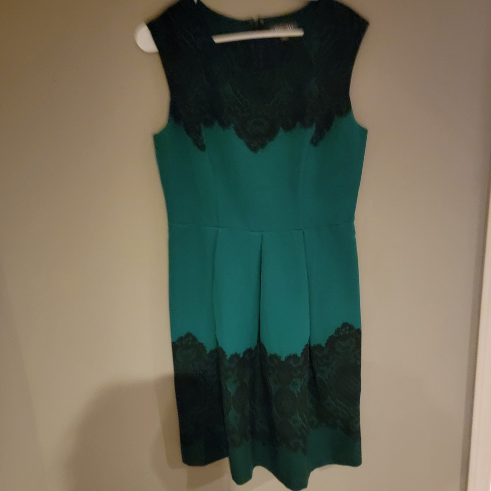Roz & Ali Teal and Black Lace Midi Dress